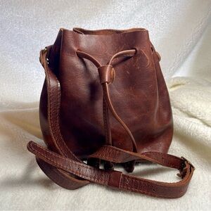 Portland Leather small Lava Bucket Crossbody Bag